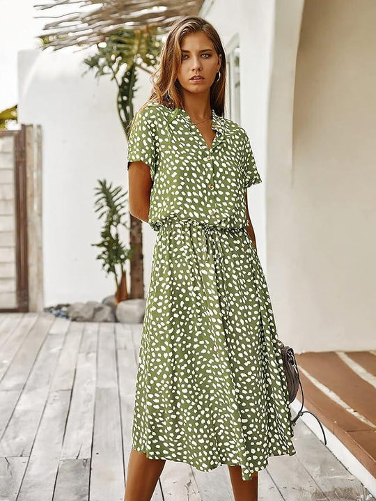 casual midi-jurk met dierenprint