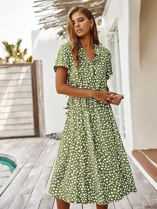casual midi-jurk met dierenprint