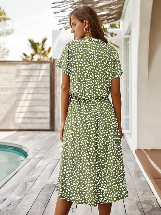 casual midi-jurk met dierenprint