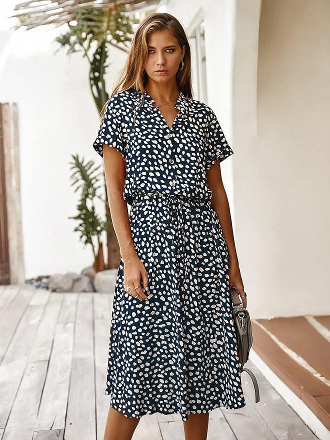 casual midi-jurk met dierenprint