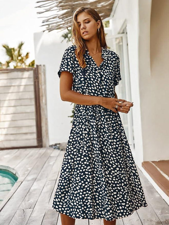 casual midi-jurk met dierenprint