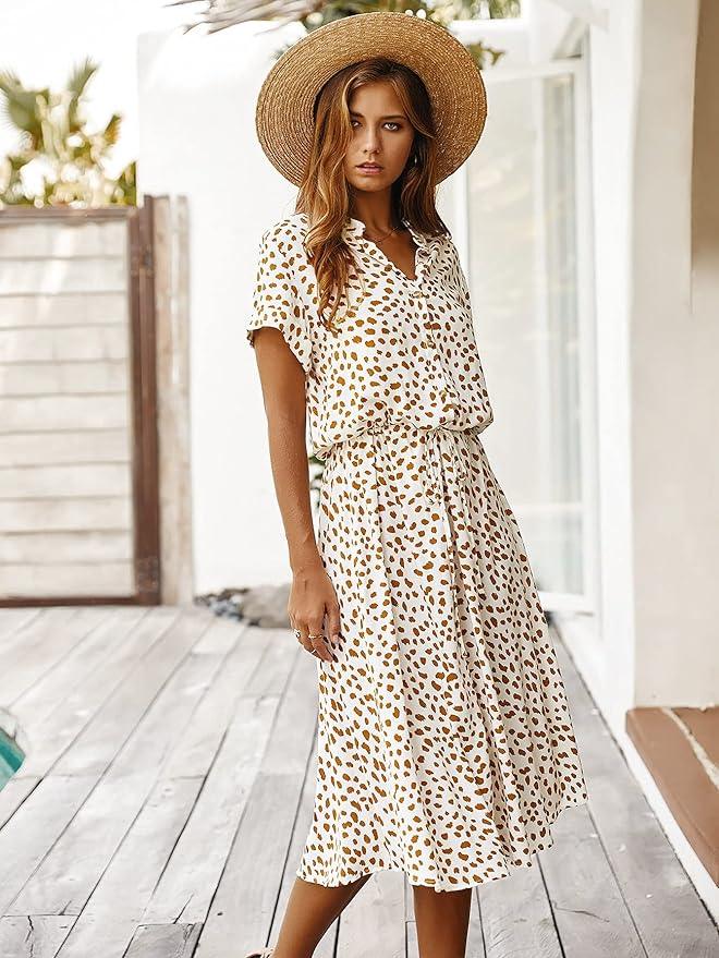 casual midi-jurk met dierenprint