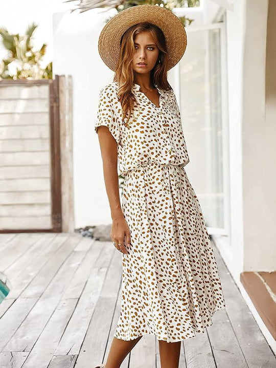 casual midi-jurk met dierenprint
