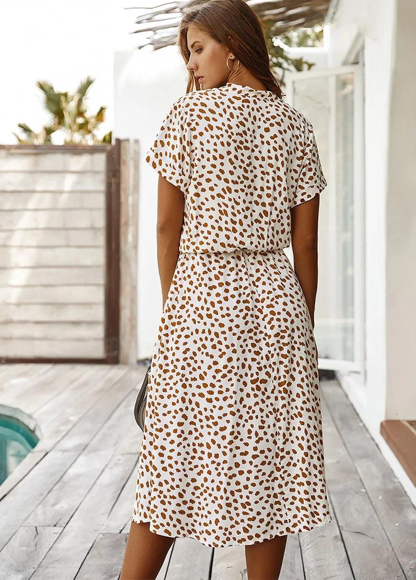 casual midi-jurk met dierenprint