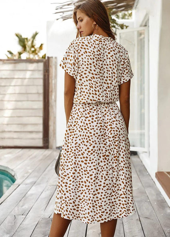 casual midi-jurk met dierenprint