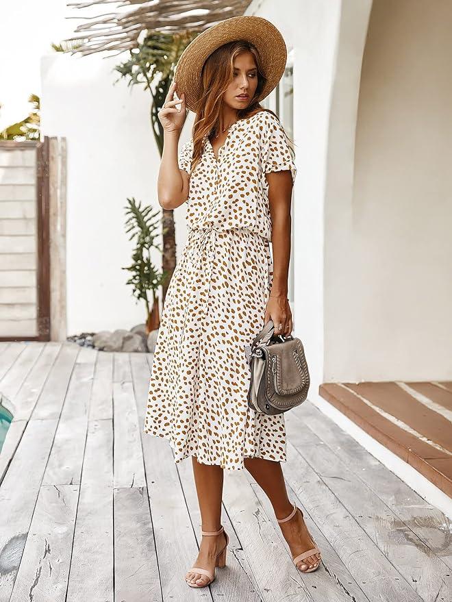 casual midi-jurk met dierenprint