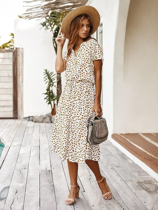 casual midi-jurk met dierenprint