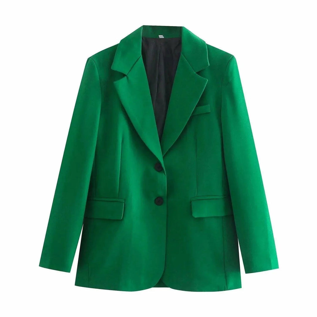 Heidi-Mode | Dunkelgrüner Blazer Damen - Lässig - Einfarbig