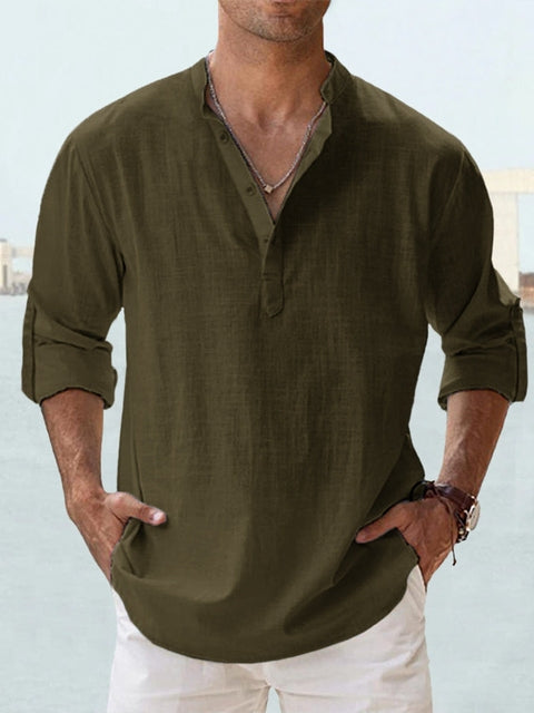 Heidi-Mode | Glattes Lässiges Leinen Overshirt