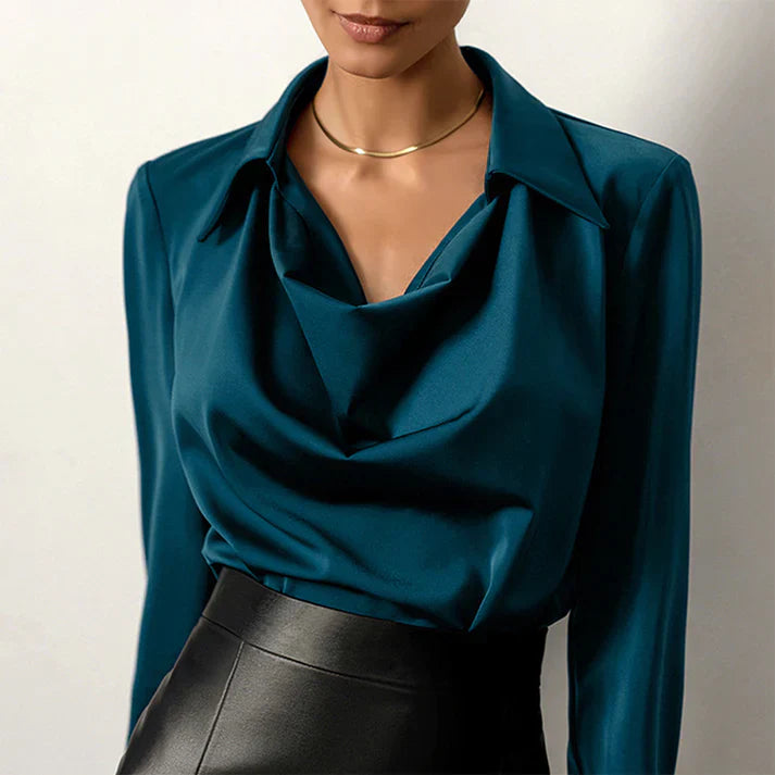 Heidi-Mode | Lange Ärmel Satin Bluse