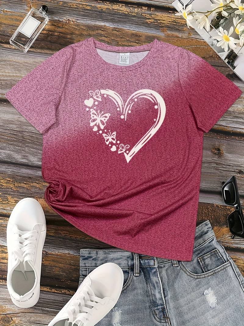 Heidi – T-Shirt Mit Schmetterlings-Herz-Print Und Rundhalsausschnitt