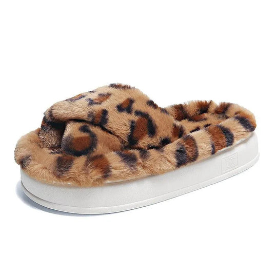 Heidi-Mode | Fluffy cross-border leopard slippers for women