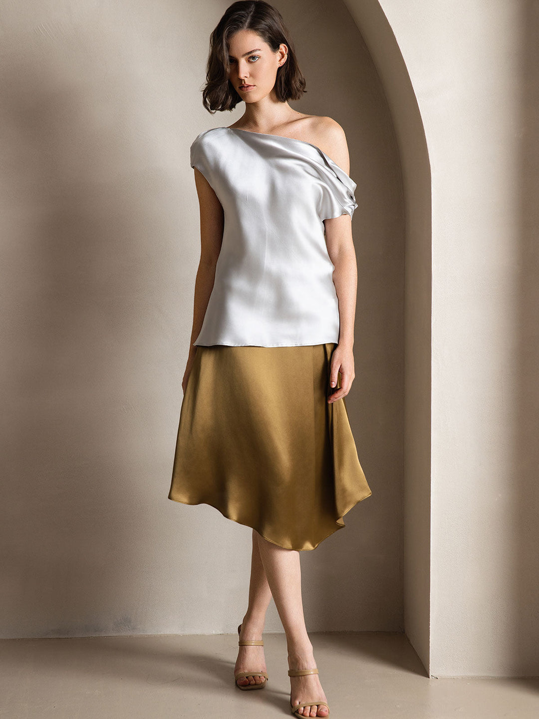Heidi-Mode | Seiden Chic Ein Schulter Bluse