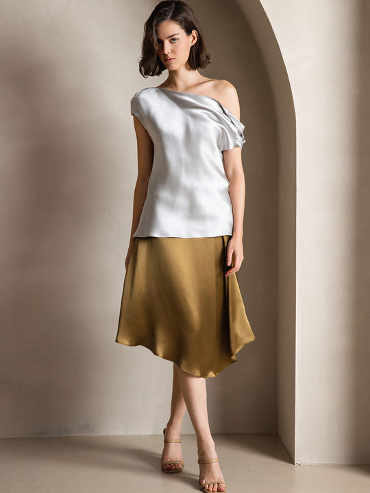 Heidi-Mode | Seiden Chic Ein Schulter Bluse
