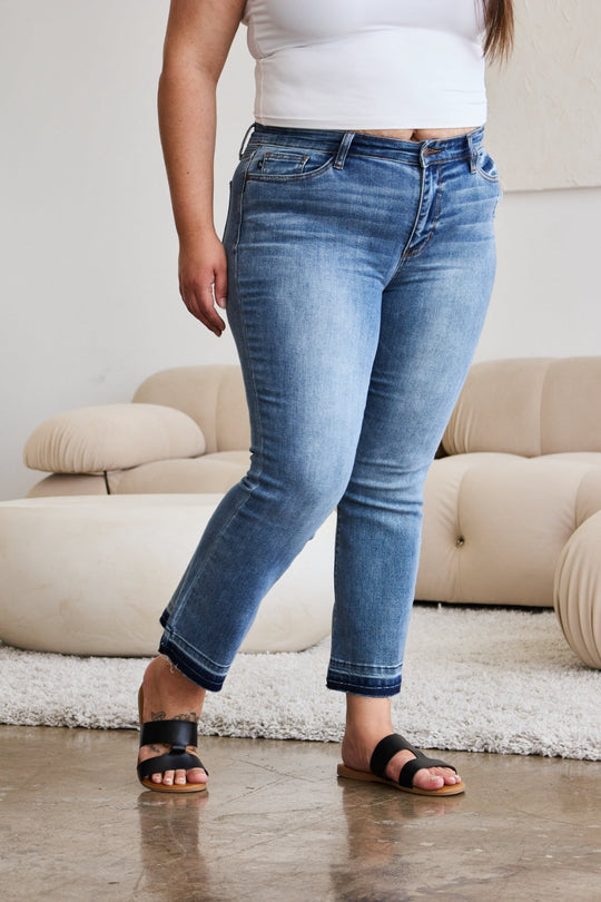 Heidi-Mode | Judy Blue Vollgröße Release Saum Cropped Bootcut Jeans