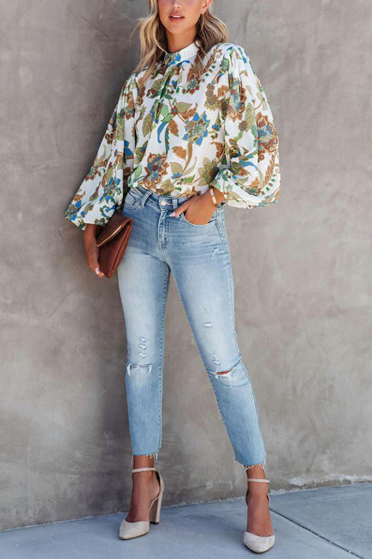 Heidi-Mode | Shady Grove Gedruckte Ballonärmels Bluse