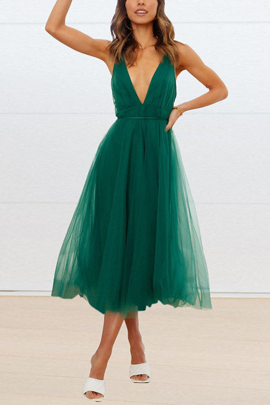 Heidi-Mode | Midi Kleid aus Tüll mit V-Ausschnitt Feeling Romantic