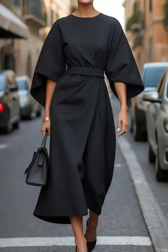 Heidi-Mode | Elegantes Kleid mit Laternenärmeln und Gürtel