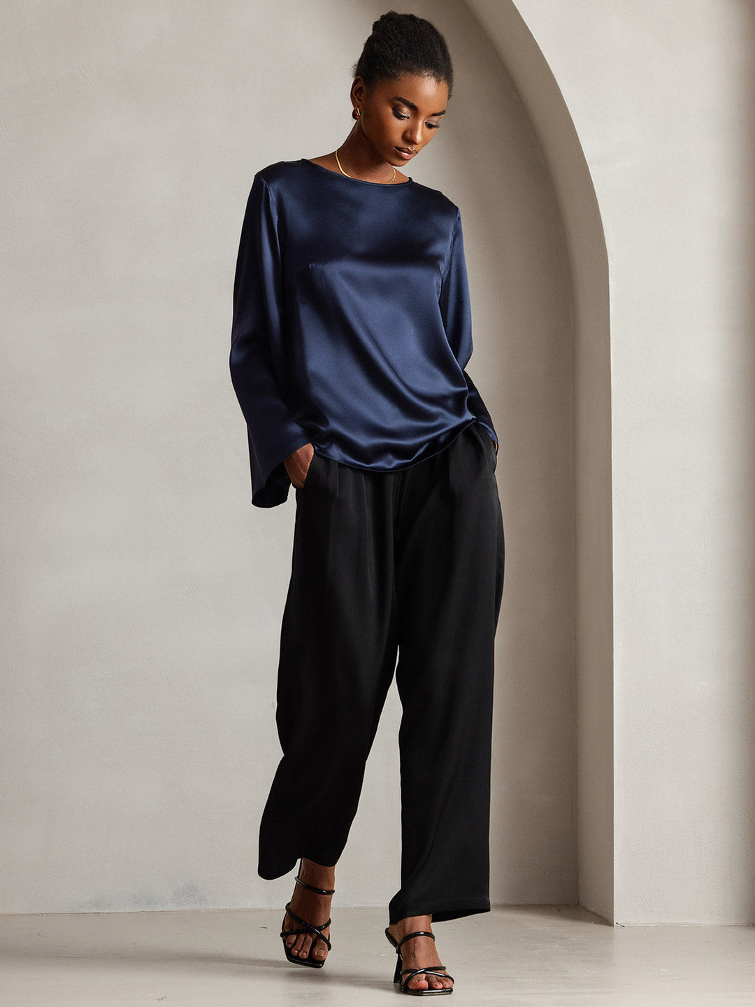 Heidi-Mode | Seiden Langarm Bluse
