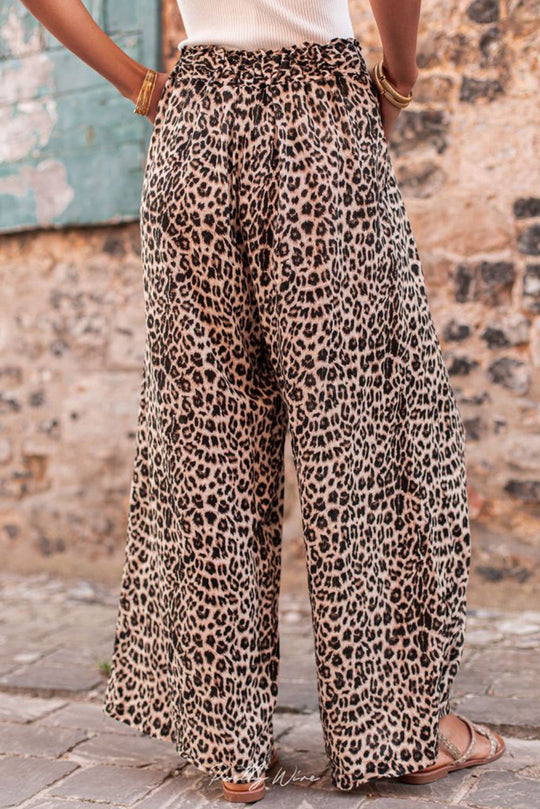 Boho-Leopard-Hose Mit Weitem Bein