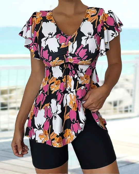 Heidi-Mode | Tankini mit Druck und Puffärmel
