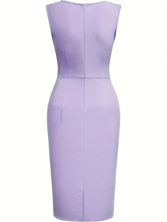Heidi-Mode | Get Tucked Solid Bodycon Rundhals Ärmellos Fest Formal Kleid für Frauen