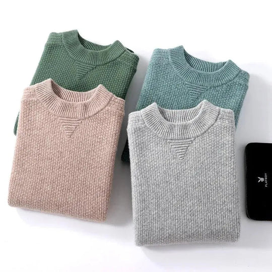 Heidi-Mode | Herrenpullover aus Cashmere, lässig gestrickt, mit Halsetikett