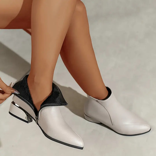 Heidi-Mode | Damen Chunky Niedrige Absatz Stiefeletten