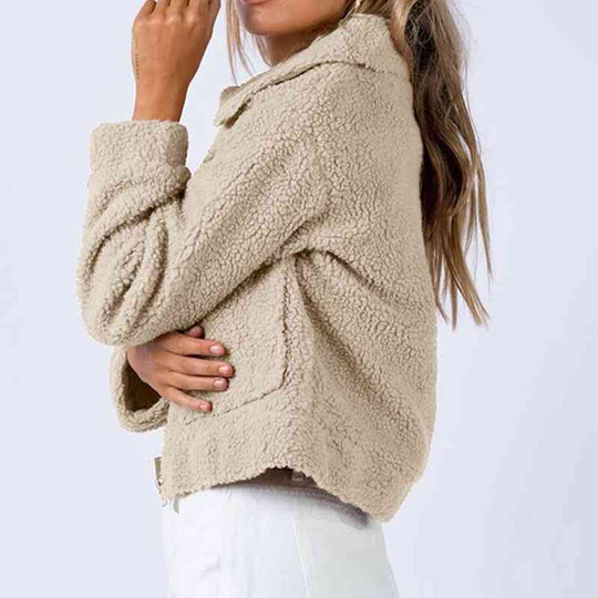 Heidi-Mode | Langarm Kragen Sherpa Jacke
