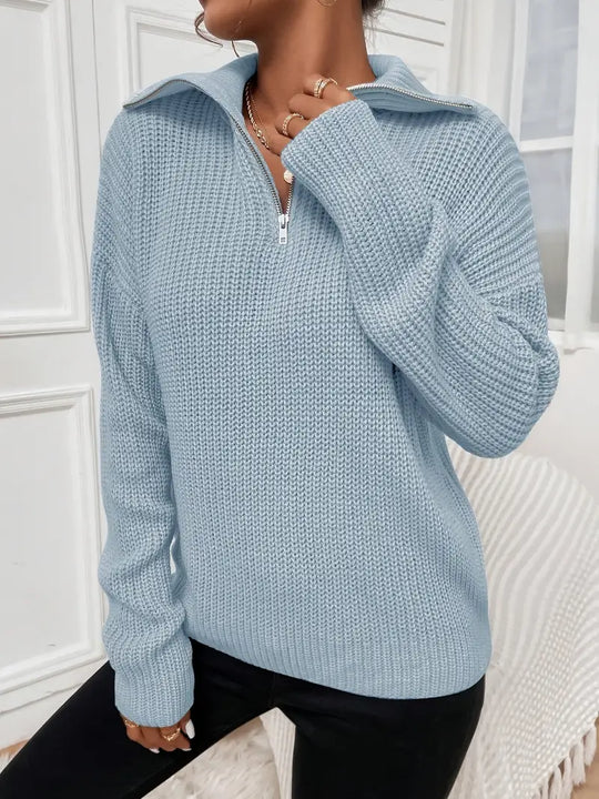 Heidi-Mode - Bequemer Fleece-Pullover mit Reißverschluss Damen