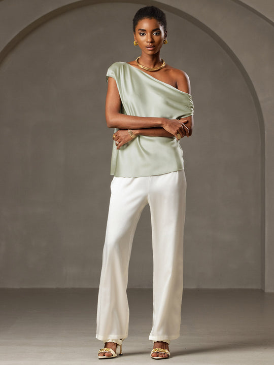 Heidi-Mode | Seiden Chic Ein Schulter Bluse