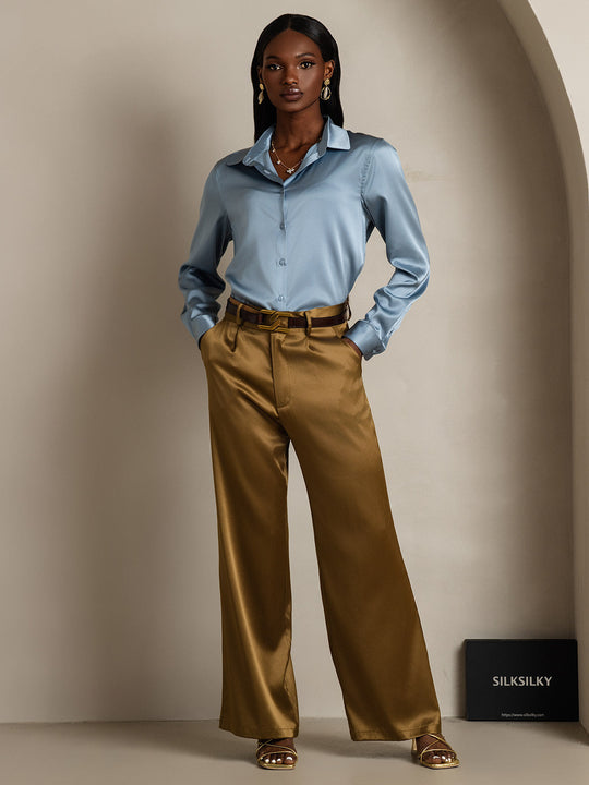 Heidi-Mode | Damen Seiden Basis Militär Revers Hemd
