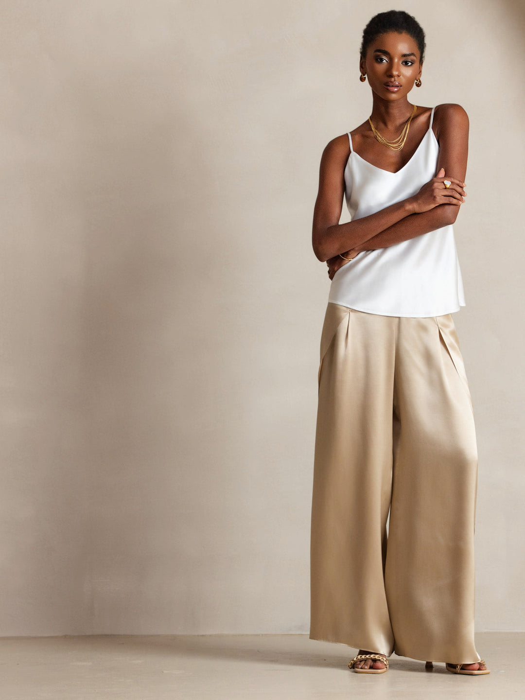 Heidi-Mode | V-Ausschnitt Reine Seide Spaghettiträger Camisole Top