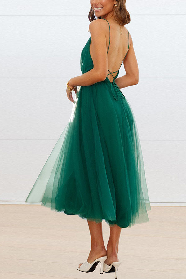 Heidi-Mode | Midi Kleid aus Tüll mit V-Ausschnitt Feeling Romantic