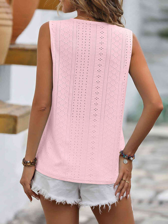 Heidi-Mode | Gespaltene Spitze V-Ausschnitt Ärmelloses Shirt