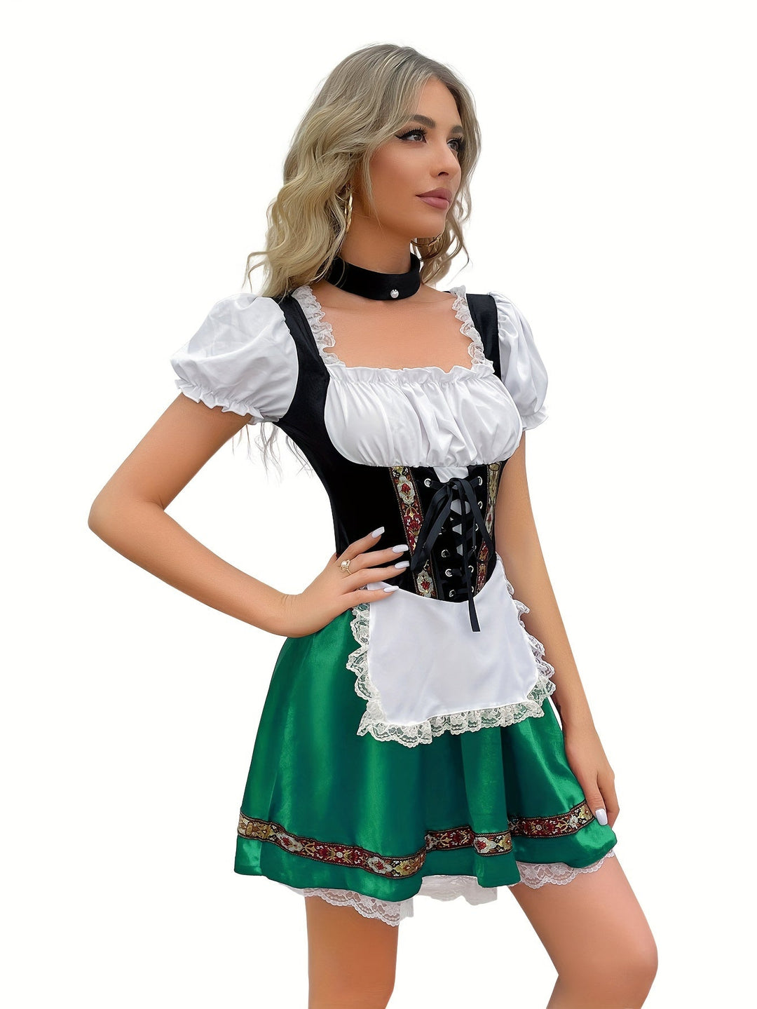 Heidi-Mode | Elegantes Oktoberfest Dirndl Damen Kleid Mit Quadratischem Ausschnitt