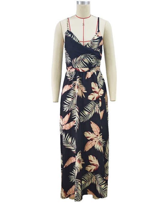 Heidi Mode | Kleid mit Hosenträgern und V-Ausschnitt mit geteiltem Print