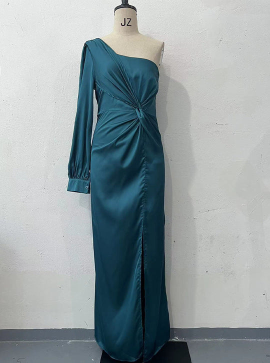 Heidi-Mode | Einseitig, Geteiltes Kleid mit Langen Ärmeln für Damen