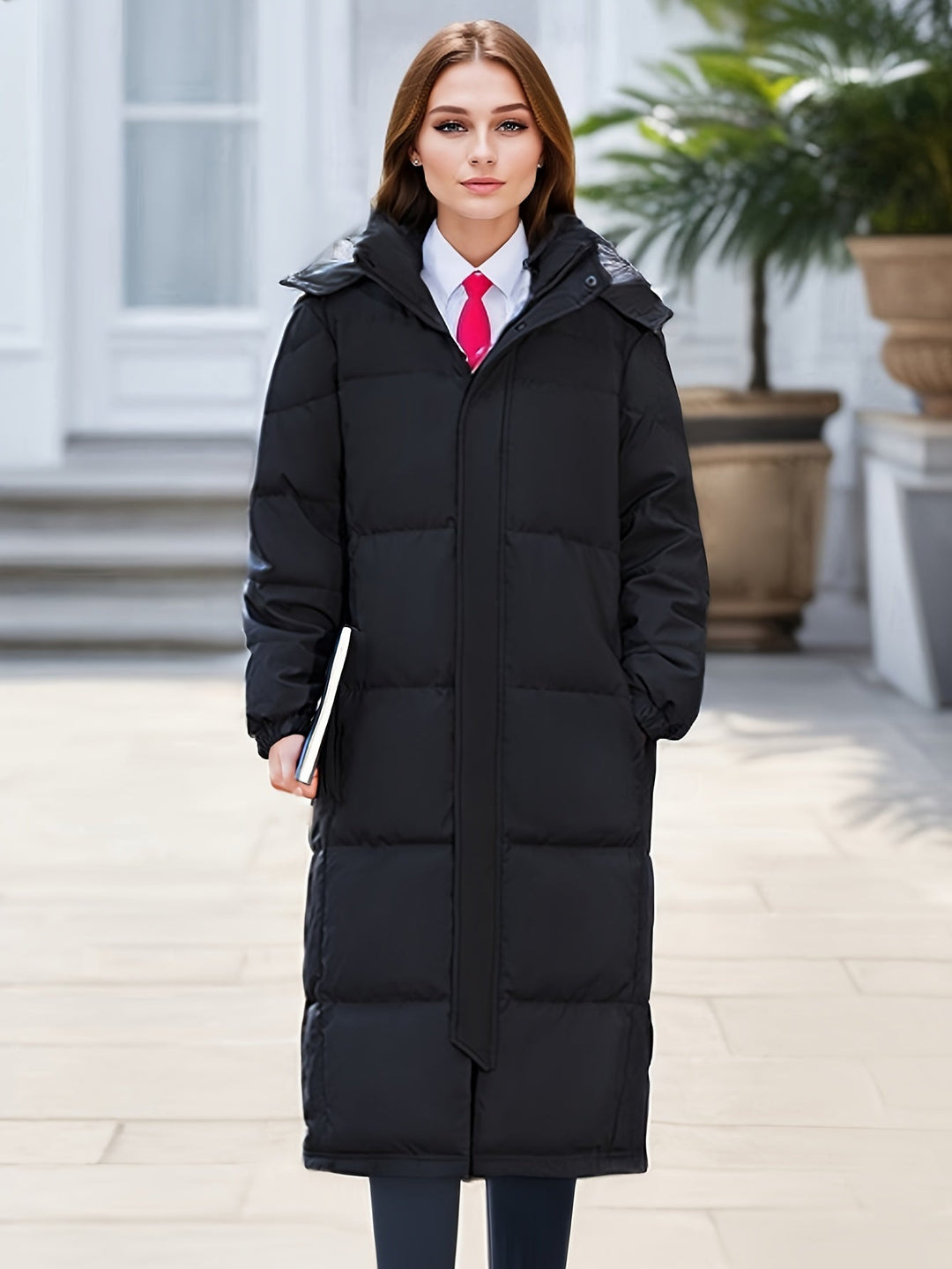 Heidi-Mode | Stylischer Puffer langer Wintermantel mit Kapuze und Polsterung perfekt für Outdoor-Aktivitäten