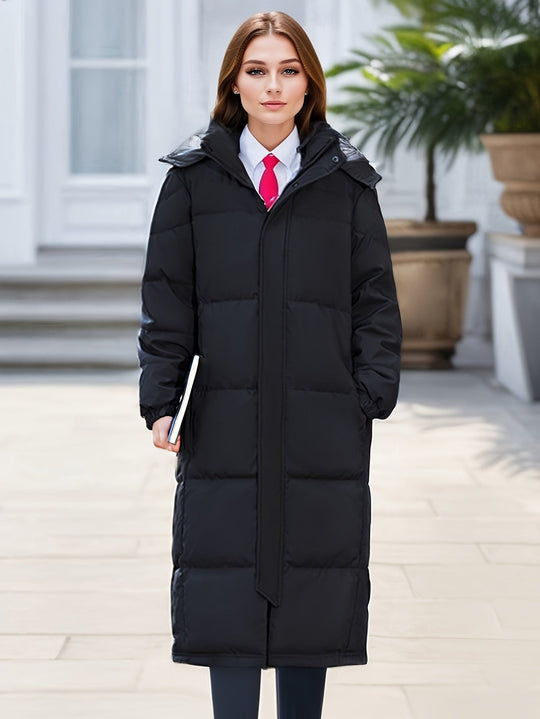 Heidi-Mode | Stylischer Puffer langer Wintermantel mit Kapuze und Polsterung perfekt für Outdoor-Aktivitäten