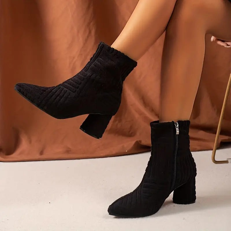 Heidi-Mode | Elegante Einfarbige Schuhe Mit Dickem Absatz
