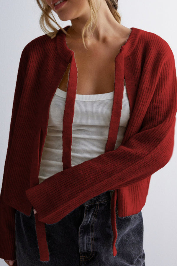 Heidi-Mode | Luxe Gebreid Vest Met Stijlvolle Vetersluiting Voor Dames