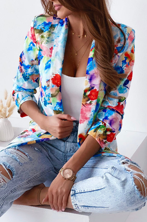 Heidi-Mode | Freie und Echte Florale Revers Freizeitanzug Blazer