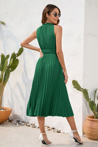 Heidi-Mode | Swiss Dot Schleifenhals Ärmelloses Kleid