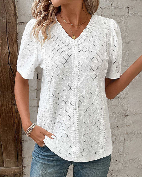 Heidi-Mode | Weiße kurzärmelige Bluse