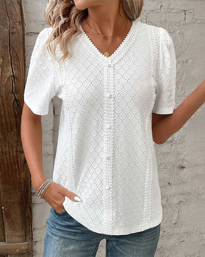 Heidi-Mode | Weiße kurzärmelige Bluse