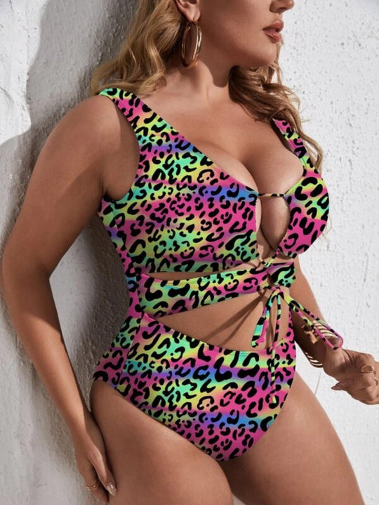 Heidi Mode | Großer einteiliger Bikini mit Leopardenmuster