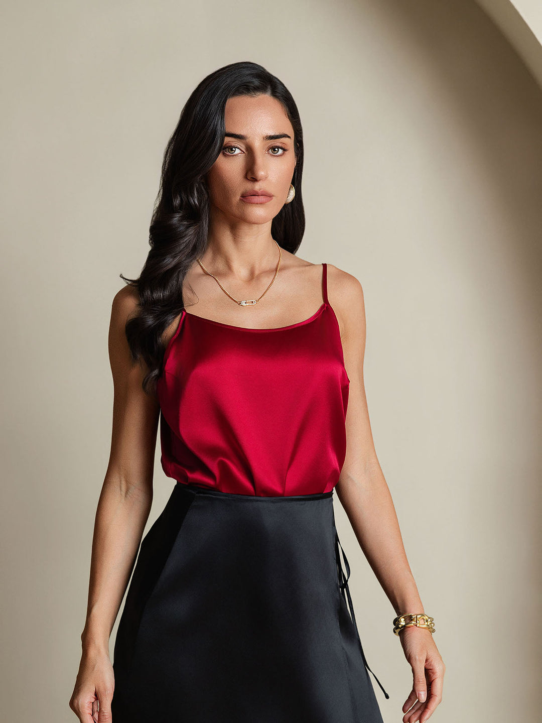 Heidi-Mode | Seide Entspannt Spaghettiträger Camisole Top