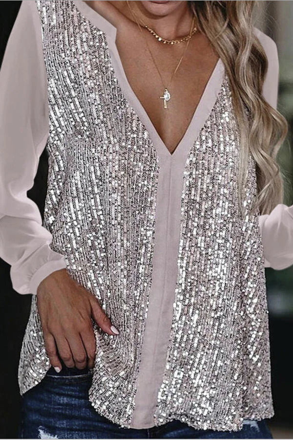 Heidi-Mode | Lange Arm Glitter Bluse