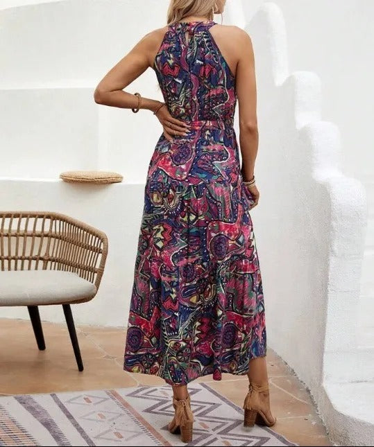 Heidi-Mode | Damen Retro Maxi Halterneck & Vintage-inspiriert